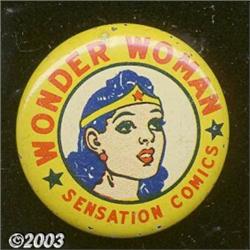 Wonder Woman Giveaway Pinback (DC, 1942). As with the Flash pinback and <B>All Flash Comics, this...