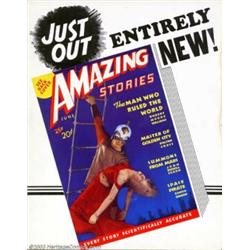 Promotional Store Window Card for Amazing Stories, June 1938 (Ziff-Davis, 1938). This store windo...