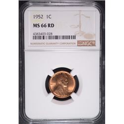 1952 LINCOLN CENT, NGC MS-66 RED