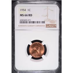 1954 LINCOLN CENT, NGC MS-66 RED NGC PRICE GUIDE=$260.00