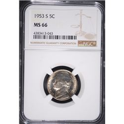1953-S JEFFERSON NICKEL, NGC MS-66
