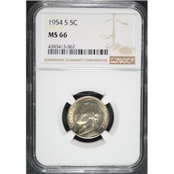 1954-S JEFFERSON NICKEL, NGC MS-66 NGC PRICE GUIDE=$170.00