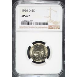 1956-D JEFFERSON NICKEL, NGC MS-67  POPULATION OF 26,  NONE HIGHER!!