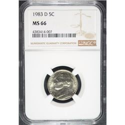 1983-D JEFFERSON NICKEL, NGC MS-66  KEY DATE