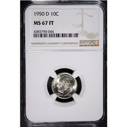 1950-D ROOSEVELT DIME, NGC MS-67 FULL TORCH