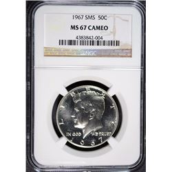 1967 SMS KENNEDY HALF DOLLAR, NGC MS-67 CAMEO