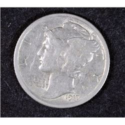 1917-D MERCURY DIME AU