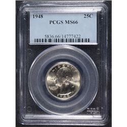 1948 WASHINGTON QUARTER PCGS MS66