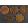 Image 1 : ( 5 ) INDIAN HEAD CENTS; 1890 BU, 1891 XF, 1892 XF, & 2- 1899 XF