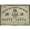 Image 1 : 1862 FIFTY CENT STATE OF SOUTH CAROLINA PAPER NOTE