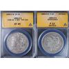 Image 1 : ( 2 )  MORGAN SILVER DOLLARS ANACS; 1885-S SCRATCHED F 12 DETAILS & 1886-O EF 45