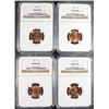 Image 1 : 1959, 1961, 1963 & 1964 LINCOLN CENTS, NGC MS-66 RED  BETTER DATES