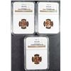 Image 1 : 1964, 1968-D & 1969-D LINCOLN CENTS, NGC MS-66 RED