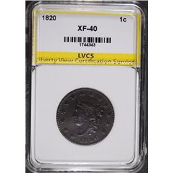 1820 HALF CENT, LVCS XF