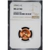 Image 1 : 1954-S LINCOLN CENT, NGC MS-67 RED