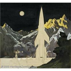 Chesley K. Bonestell (1888-1986) Original Preliminary Painting (c.1949). For the dustjacket of...