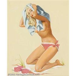 Eddie Chan - Original Pin-up Art (1953).  The Lifeguard's Daughter, appeared as "August" in...