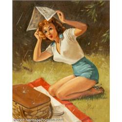 Forest Clough (1910-1985) Original Pin-up Art (1955-1960). The title,  Covered, is listed on...