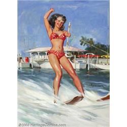 Gillette Elvgren (1914-1980) Original Pin-up Preliminary (c.1964). Fully finished preliminary...