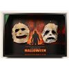 Image 1 : HALLOWEEN YOUNG MICHAEL MYERS PAPER MACHE MASK LOT OF TWO FRAMED