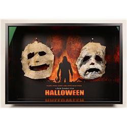 HALLOWEEN YOUNG MICHAEL MYERS PAPER MACHE MASK LOT OF TWO FRAMED