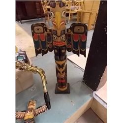 ****S.T.O.A.****UNIQUE  HAND CRAFTED NATIVE TOTEM POLE - 23" TALL - WIDE WINGS - ESTIMATED RETAIL ~$