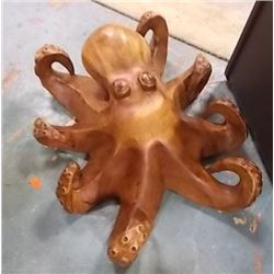 **S.T.O.A.*** UNIQUE  HAND CRAFTED-ALL WOOD-TEAK OCTAPUS - 15" X 14" - ESTIMATED RETAIL ~$300