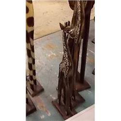 UNIQUE  HAND CRAFTED - ALL WOOD GIRAFFE - 24" dark wood