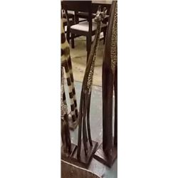 UNIQUE  HAND CRAFTED - ALL WOOD GIRAFFE - 32" leaning into giraffe mommy