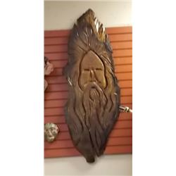**S.T.O.A.*** UNIQUE  HAND CRAFTED CHAINSAWS CARVING - ALL WOOD - TREE SPIRIT FACE - OVAL - ESTIMATE