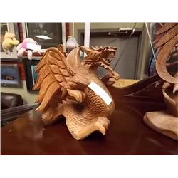 UNIQUE HAND CRAFTED AND DETAIL CARVED DRAGON - ALL WOOD - SMALL - ESTIMATED RETAIL - $89