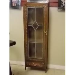 CURIO CABINET - WALL MOUNTED - WITH LEADED GLASS