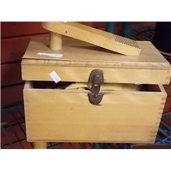 SHOE SHINE BOX STAND AND CONTENTS