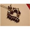 Image 2 : NECKLACE - RUBY & DIAMOND HEART STERLING SILVER PENDANT ON STERLING SILVER CHAIN - RETAIL ~$450