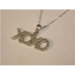 NECKLACE - STERLING SILVER - HUGS AND KISSED DESIGN  (XO) - WITH GENUINE DIAMONDS - INCLUDES CERTIFI