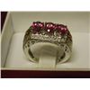 Image 3 : RING - CLASSIC TRINITY STYLE RING 2.88TCW WITH PINK TOPAZ AND .02TCW DIAMONDS IN STERLING SILVER SET