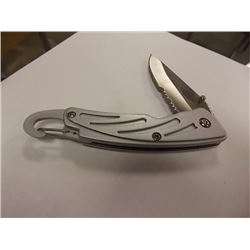 POCKET KNIFE WITH BELT CLIP - STAINLESS STEEL - NEW