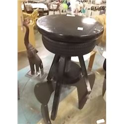 WOOD SWIVEL STOOL WITH TIRE DETAIL - 19" TALL