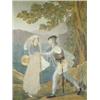 Image 1 : A 19th Century silkwork and printed panel, depicting Romeo and Juliet in giltwood frame. 12in. x...