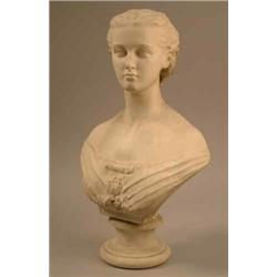 A Copeland Art Union of London parian bust of a young lady, sculpted by Mary Thorneycroft. 15.5in...
