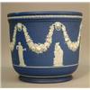 Image 1 : A large Wedgwood blue jasper jardiniere, modelled with a continuous design of classical figures a...