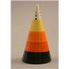 Image 1 : A Clarice Cliff conical sugar sifter, painted with horizontal bands in black, red, orange, yellow...
