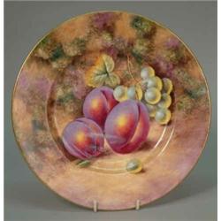 A pair of Royal Worcester cabinet plates, painted with apples, plums and grapes by J. Smith, W953...