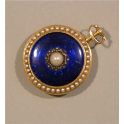 A George III gold pocket watch with elaborate case set with split pearls around the bezel and on...