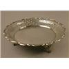 Image 1 : An Edwardian silver dish with pierced pie crust rim on scroll and claw feet, Maker: Walker & Hall...