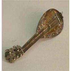 A Dutch silver model of a mandolin with hinged snuff compartment, 5 ins....