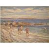 Image 1 : Hector Chalmers (1849-1943) oil on canvas, Figures boating on a beach, signed, 12 x 18 ins....