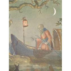 F. Val Liddall watercolour, pen and ink book illustration, Chinaman fishing by moonlight, signed,...
