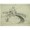 Image 1 : Eileen Alice Soper (b.1905) etching, Children fishing from a bridge, signed in pencil, 4 x 6 ins....