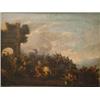 Image 1 : 18th century Italian School oil on canvas, Soldiers in battle beside a ruined arch, 20 x 26 ins....